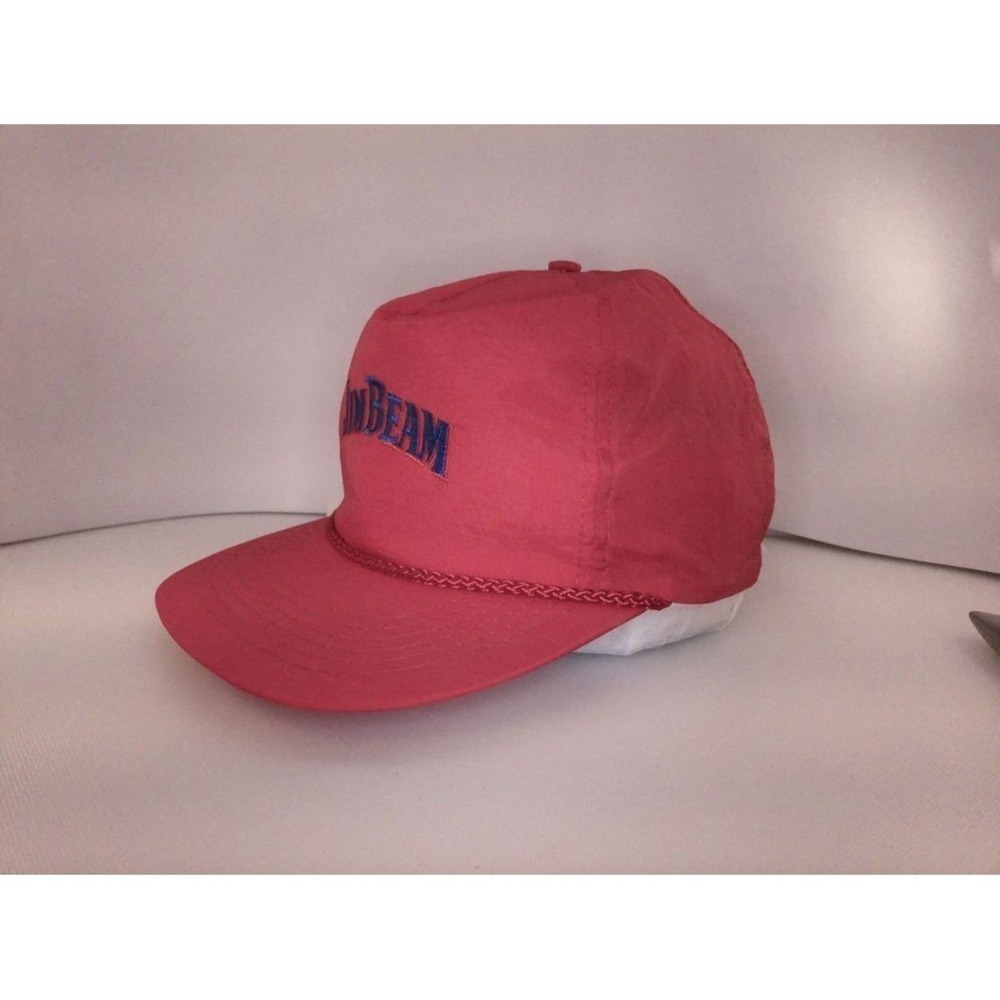 Jim Beam Vintage Red Snapback Hat with Embroidered Logo, Rope Accent Nylon - Picture 2 of 11